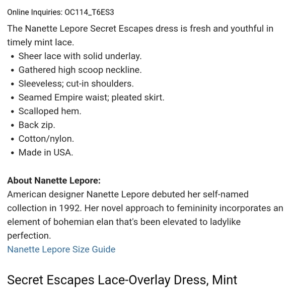 Nanette Lepore Mint Secret Escapes Lace Dress 6 - Picture 5 of 5